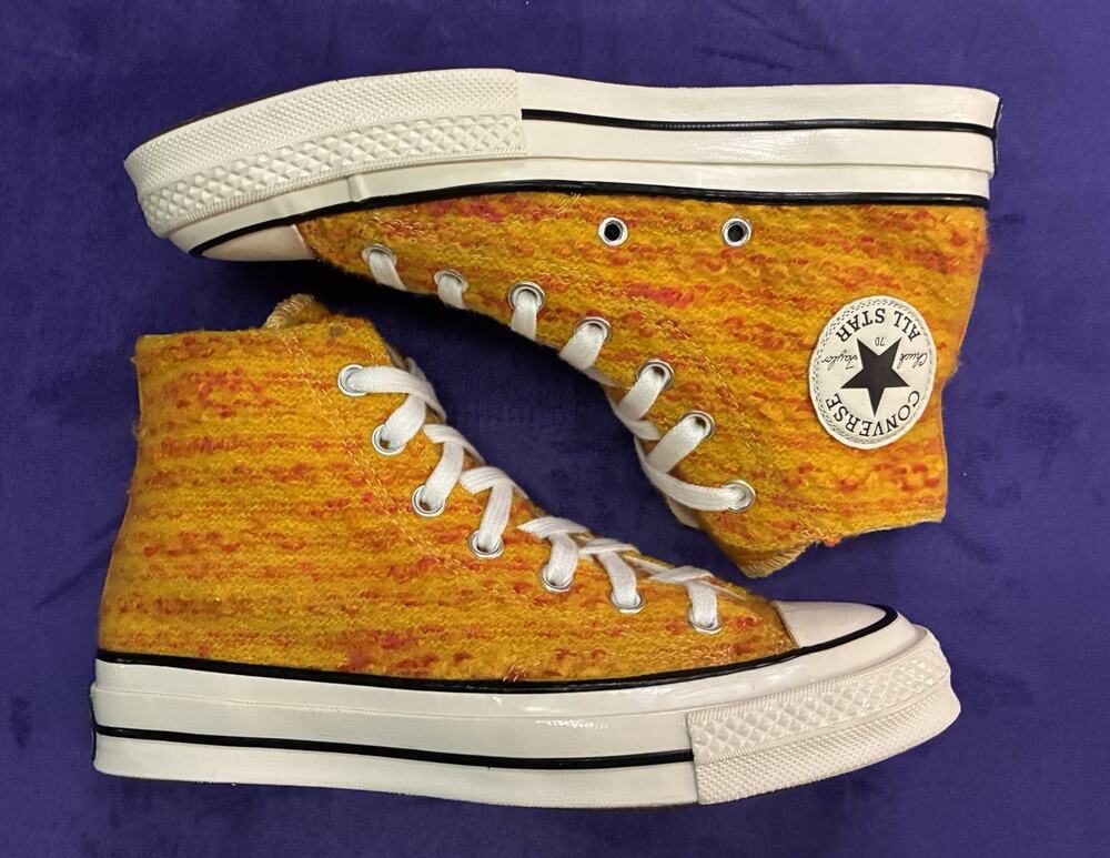 Converse Chuck Taylor All Star High Yellow Fuzzy Sneakers Mens 5 Women’s 7 LN